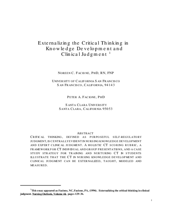 (PDF) Externalizing the critical thinking in knowledge development and ...