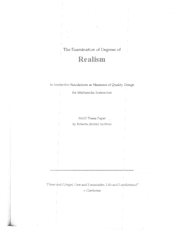 (PDF) The examination of degrees of realism in the interactive ...