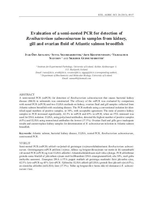 (PDF) Evaluation of a semi-nested PCR for detection of Renibacterium ...