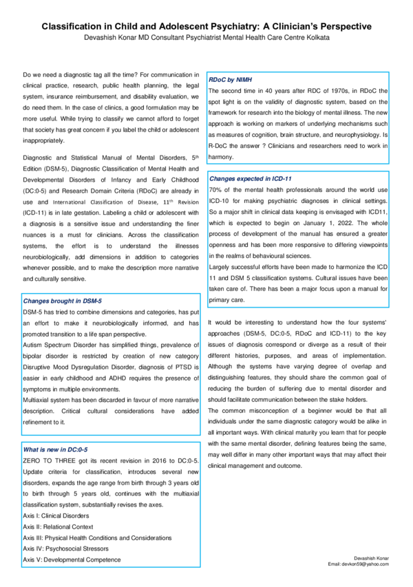 (PDF) Classification in Child and Adolescent Psychiatry: A Clinician’s ...