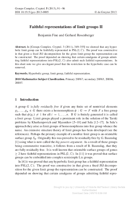 (PDF) Faithful representations of limit groups II