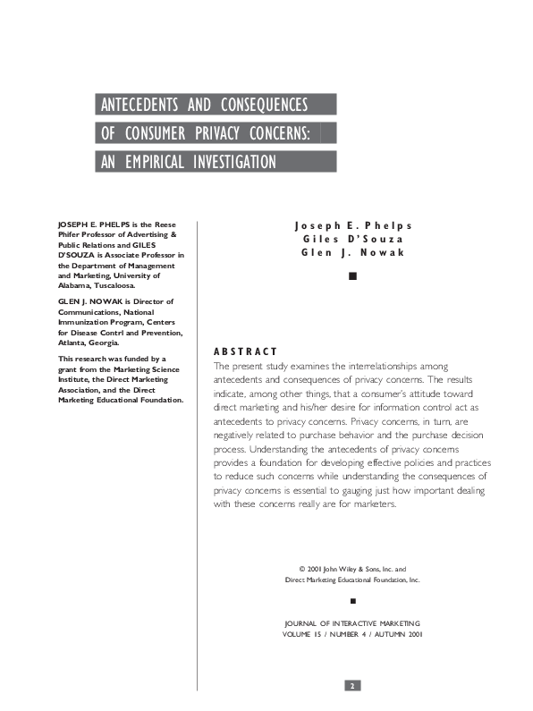 (PDF) Antecedents and consequences of consumer privacy concerns: An ...