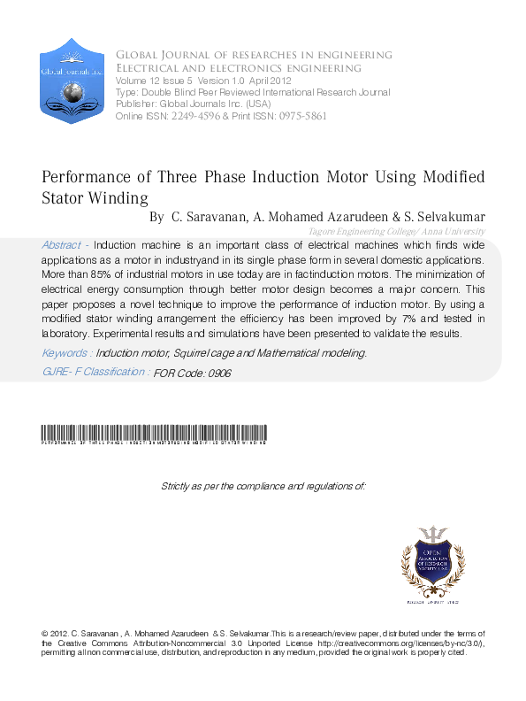 (PDF) Performance of Three Phase Induction Motor using Modified Stator ...