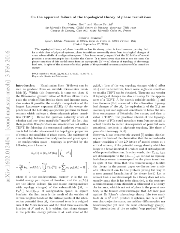 (PDF) On the apparent failure of the topological theory of phase ...