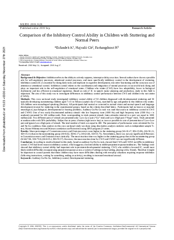 (PDF) Comparison of the Inhibitory Control Ability in Children with ...