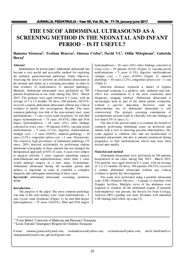 (PDF) The use of abdominal ultrasound as a screening method in the ...