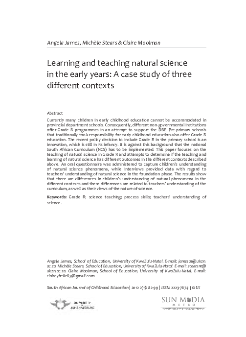 Pdf Learning And Teaching Natural Science In The Early Years A Case
