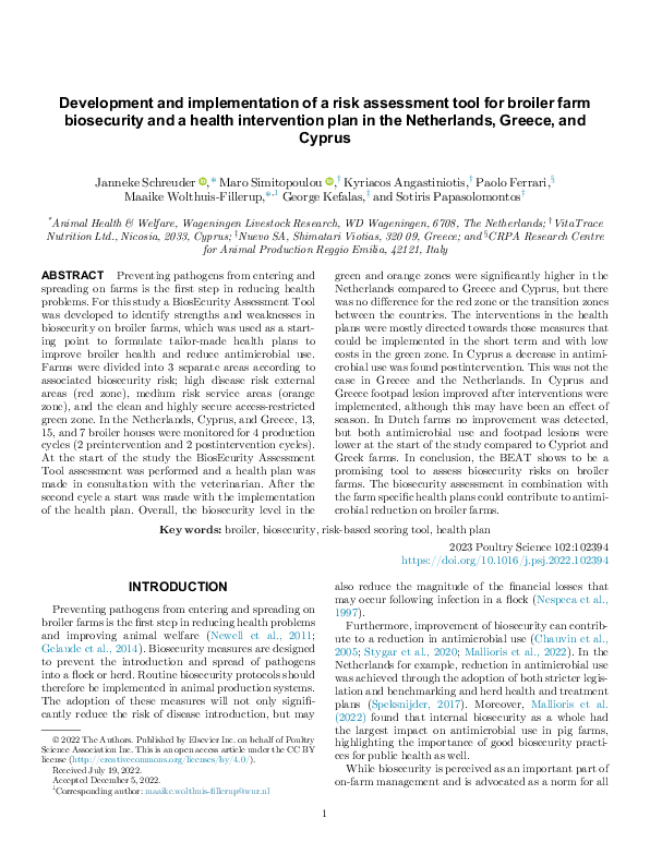 (PDF) Development and implementation of a risk assessment tool for ...