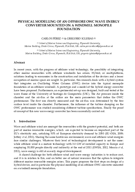 (PDF) Physical modelling of an offshore OWC wave energy converter ...