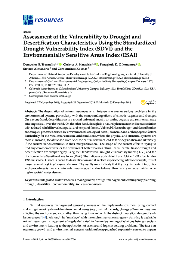 (PDF) Assessment of vulnerability to drought and desertification ...