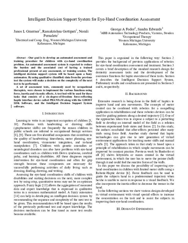 (PDF) Intelligent Decision Support System for Eye-Hand Coordination ...