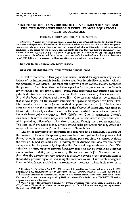 (PDF) Second-Order Convergence of a Projection Scheme for the ...