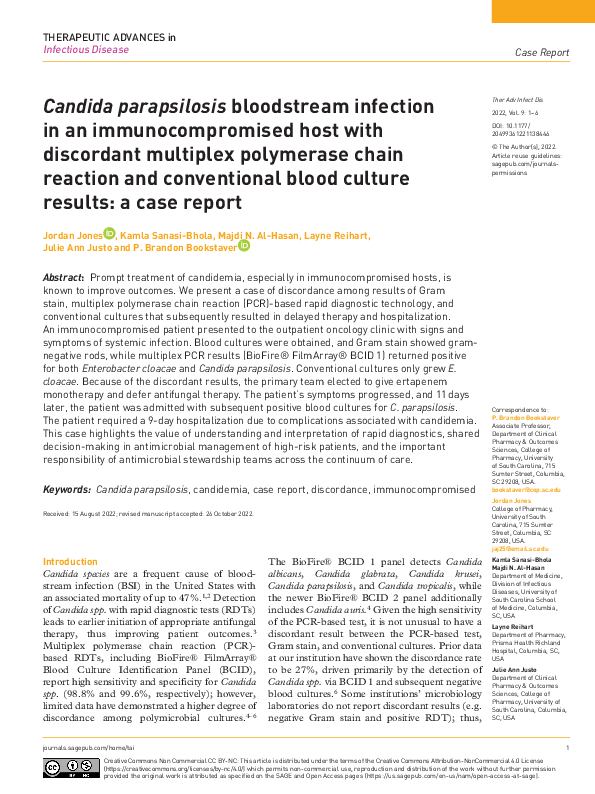 (PDF) Candida parapsilosis bloodstream infection in an ...