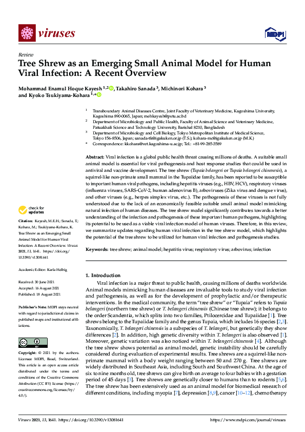 (PDF) Tree Shrew as an Emerging Small Animal Model for Human Viral ...