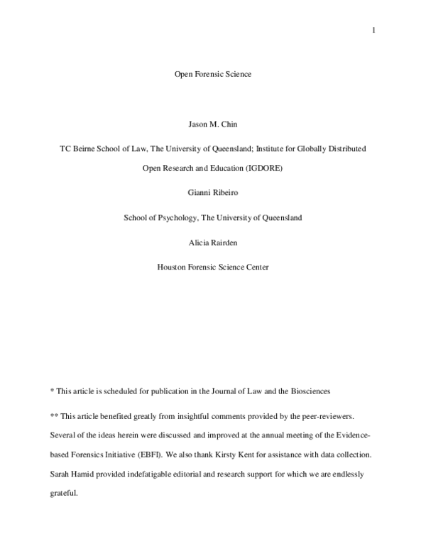 (PDF) Open Forensic Science