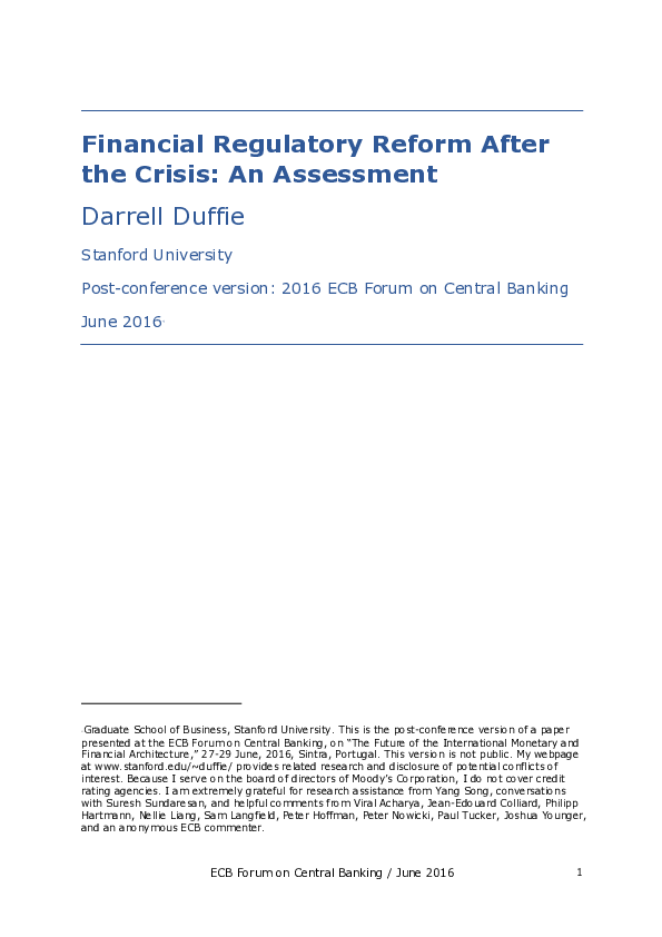 (PDF) Financial Regulatory Reform After the Crisis: An Assessment
