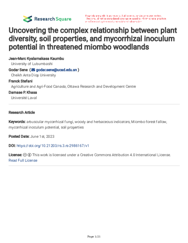 (PDF) Uncovering the complex relationship between plant diversity, soil ...