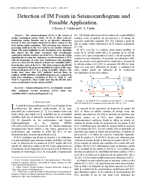 (PDF) Detection of IM points in Seismocardiogram and possible application