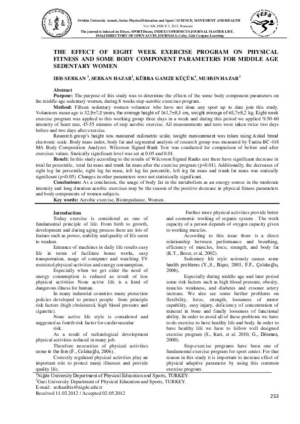 (PDF) The Effect of Eight Week Exercise Program on Physical Fitness and ...