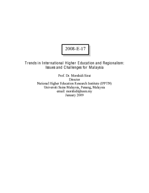 (PDF) Trends in international higher education and regionalism: Issues ...