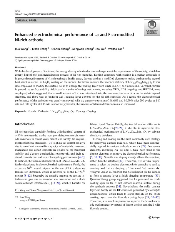 (PDF) Enhanced electrochemical performance of La- and Zn-co-doped ...
