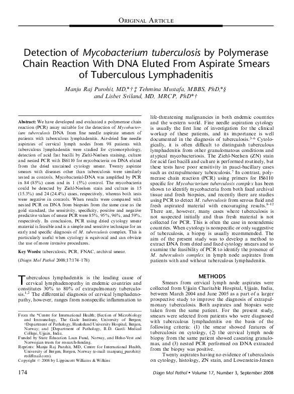 (PDF) Detection of Mycobacterium tuberculosis by Polymerase Chain ...
