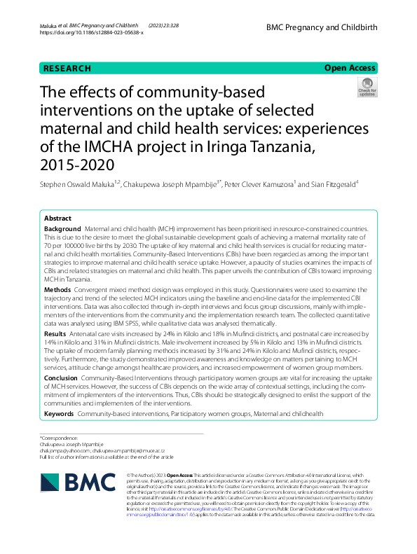 (PDF) The effects of community-based interventions on the uptake of ...