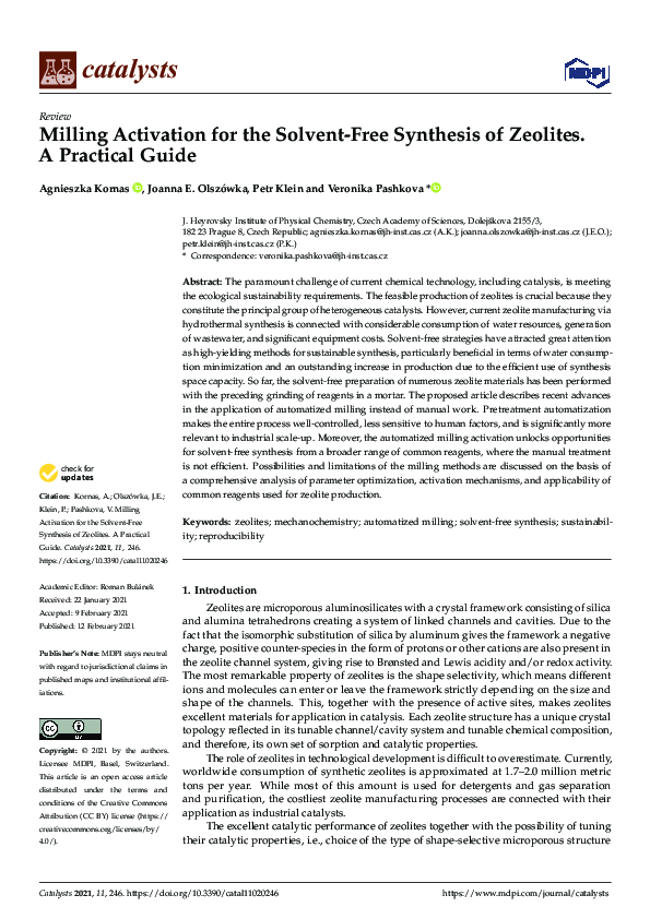 (PDF) Milling Activation for the Solvent-Free Synthesis of Zeolites. A ...