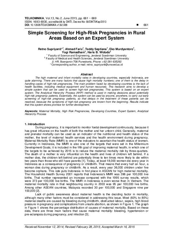 (PDF) Simple Screening for High-Risk Pregnancies in Rural Areas Based ...