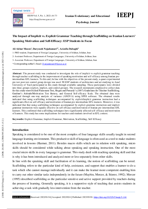(PDF) The Impact of Implicit vs. Explicit Grammar Teaching through ...