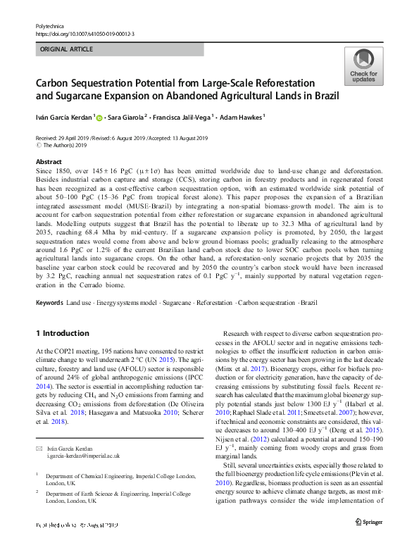 (PDF) The Potential for Carbon Sequestration Through Reforestation of ...