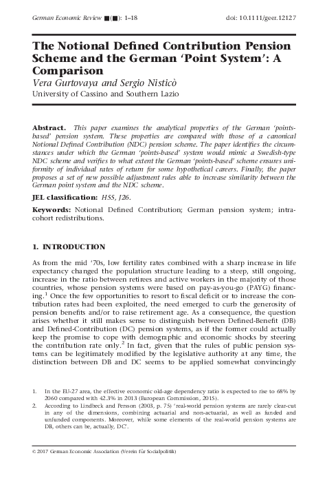 (PDF) Notional defined contribution pension schemes and income patterns