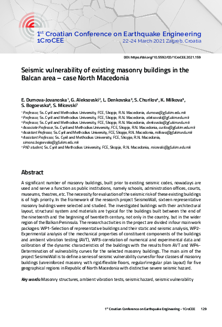 (PDF) Seismic Vulnerability of Existing Masonry Buildings in the Balcan ...
