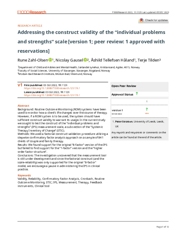 (PDF) Addressing the construct validity of the “individual problems and ...