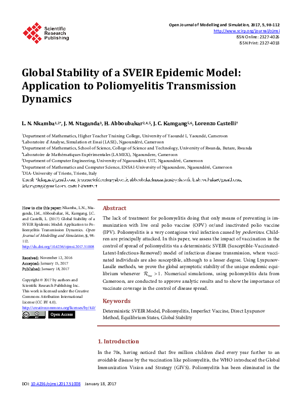 (PDF) Global Stability of a SVEIR Epidemic Model: Application to ...