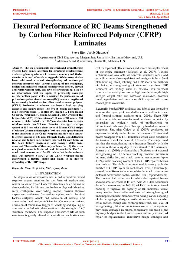 (PDF) Flexural Performance of RC Beams Strengthened by Carbon Fiber ...