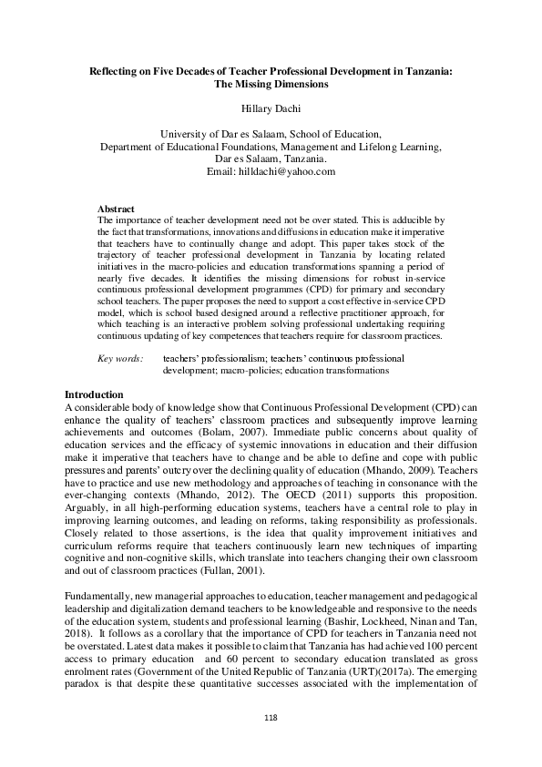 (PDF) Reflecting on Five Decades of Teacher Professional Development in ...