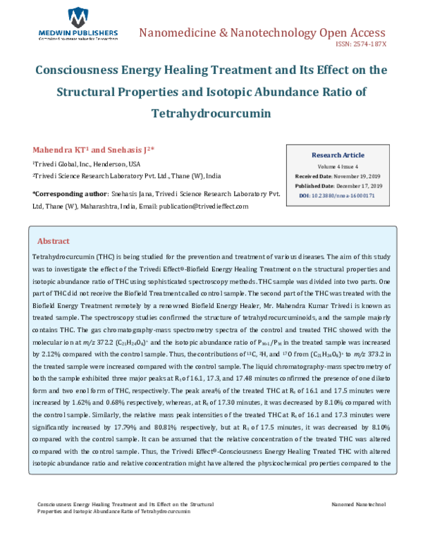 (PDF) Consciousness Energy Healing Treatment and Its Effect on the ...
