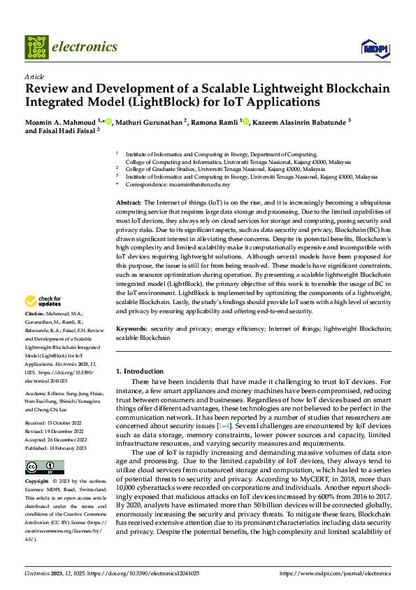 (PDF) Review and Development of a Scalable Lightweight Blockchain ...