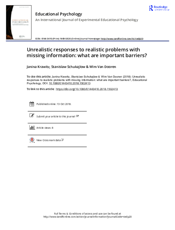 (PDF) Unrealistic responses to realistic problems with missing ...