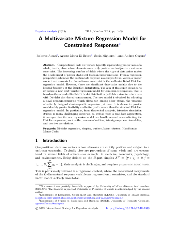 (PDF) A Multivariate Mixture Regression Model for Constrained Responses