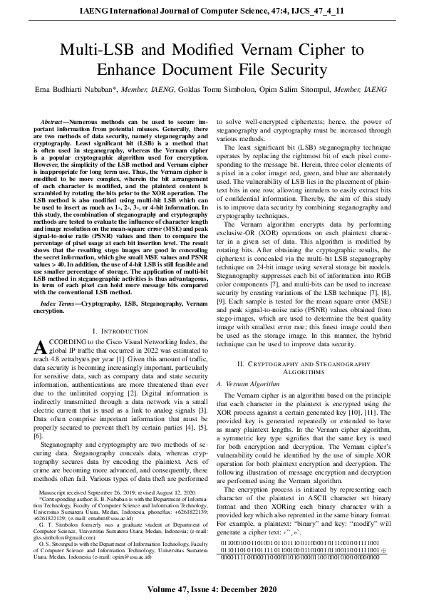 (PDF) Multi-LSB and Modified Vernam Cipher to Enhance Document File ...