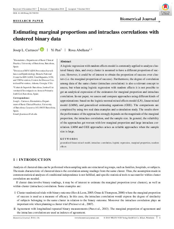 (PDF) Estimating marginal proportions and intraclass correlations with ...