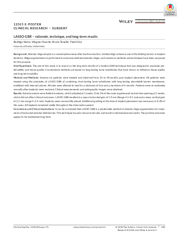 (PDF) LASSO GBR - rationale, technique, and long-term results