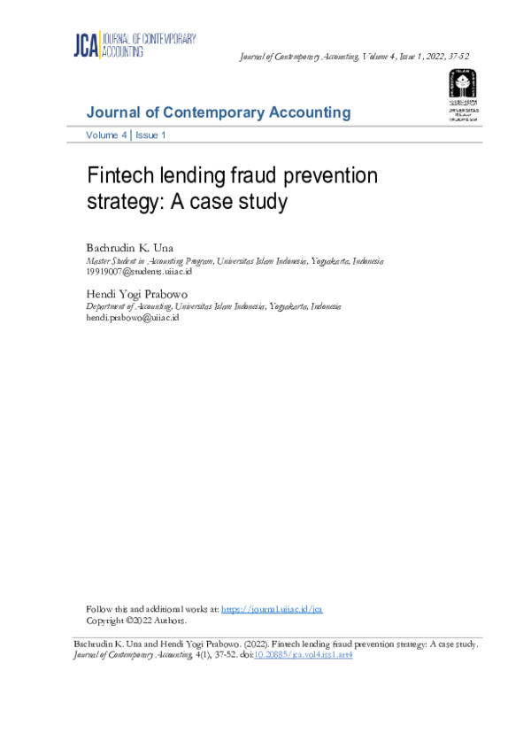 (PDF) Fintech lending fraud prevention strategy: A case study