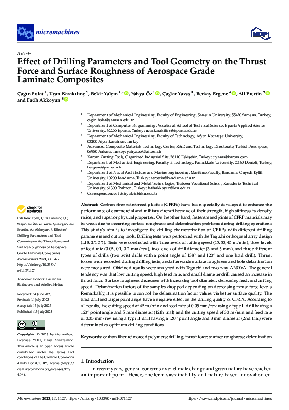 (PDF) Effect of Drilling Parameters and Tool Geometry on the Thrust ...