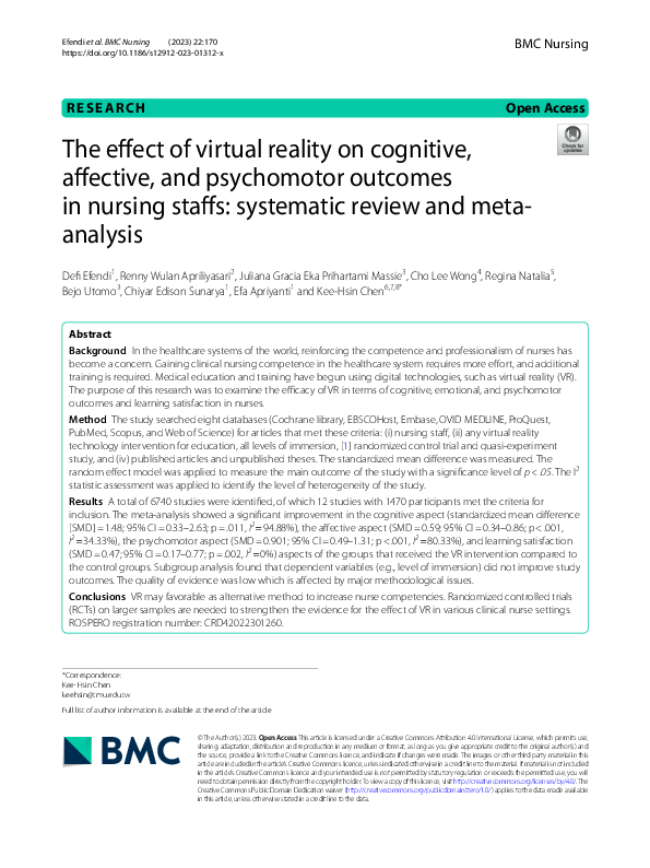 (PDF) The effect of virtual reality on cognitive, affective, and ...