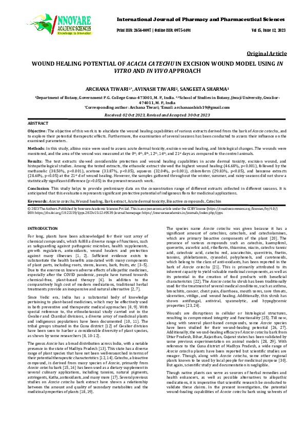 (PDF) WOUND HEALING POTENTIAL OF ACACIA CATECHU IN EXCISION WOUND MODEL ...