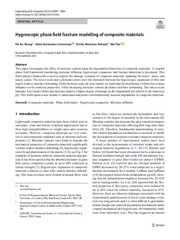 (PDF) Hygroscopic phase field fracture modelling of composite materials