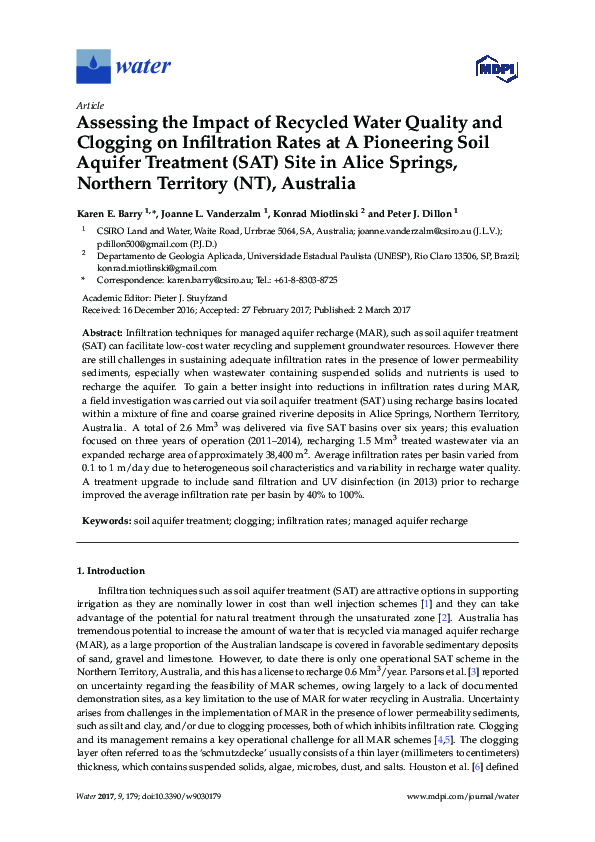 (PDF) Assessing the Impact of Recycled Water Quality and Clogging on ...